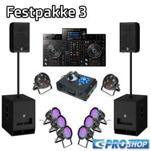 Festpakke 3 (DJ)   12″ top + 15″ sub + XDJ-R1 + LED parlampe 56 +  Flat Storm